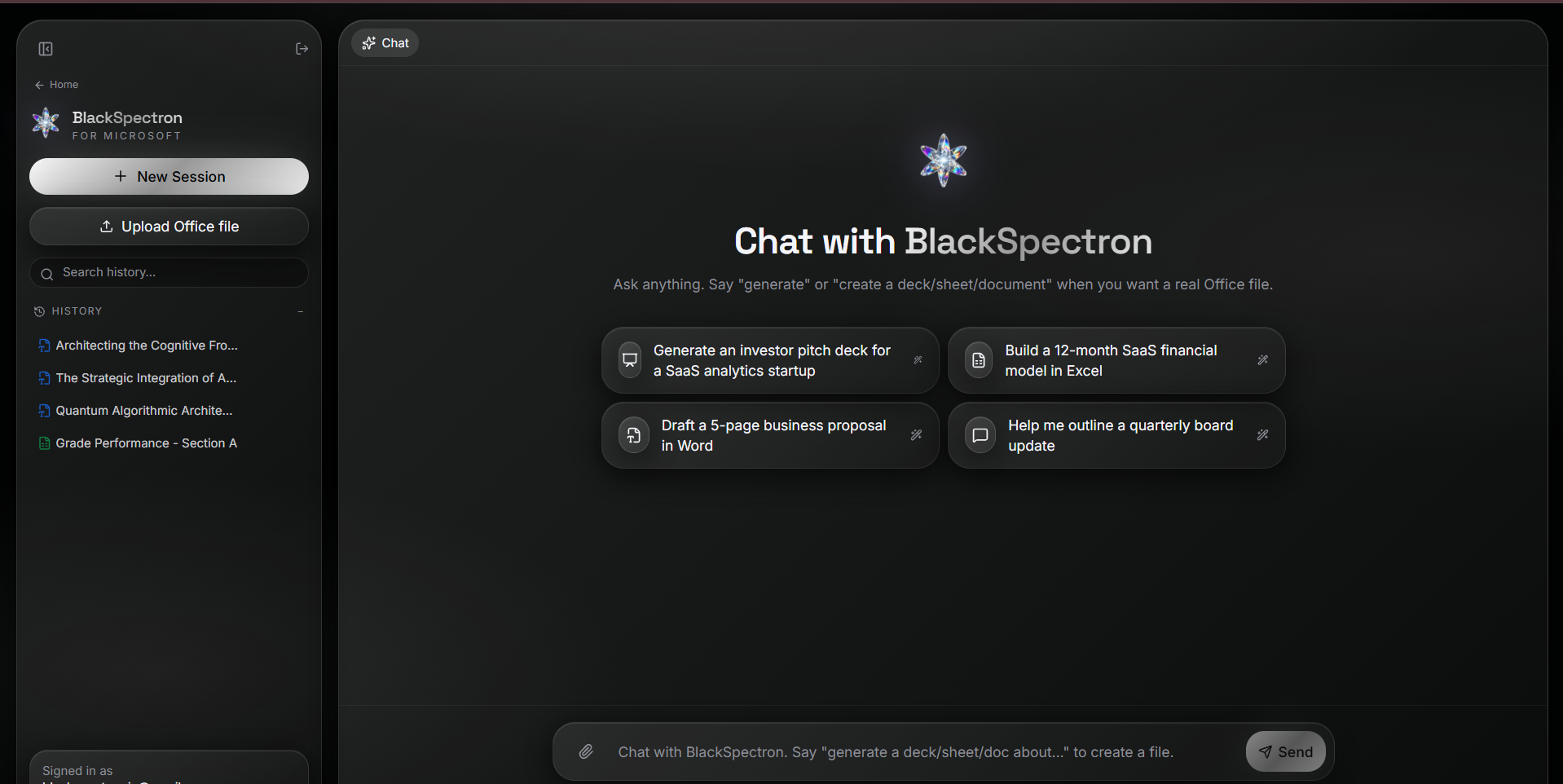 BlackSpectron for Microsoft - Chat Workspace